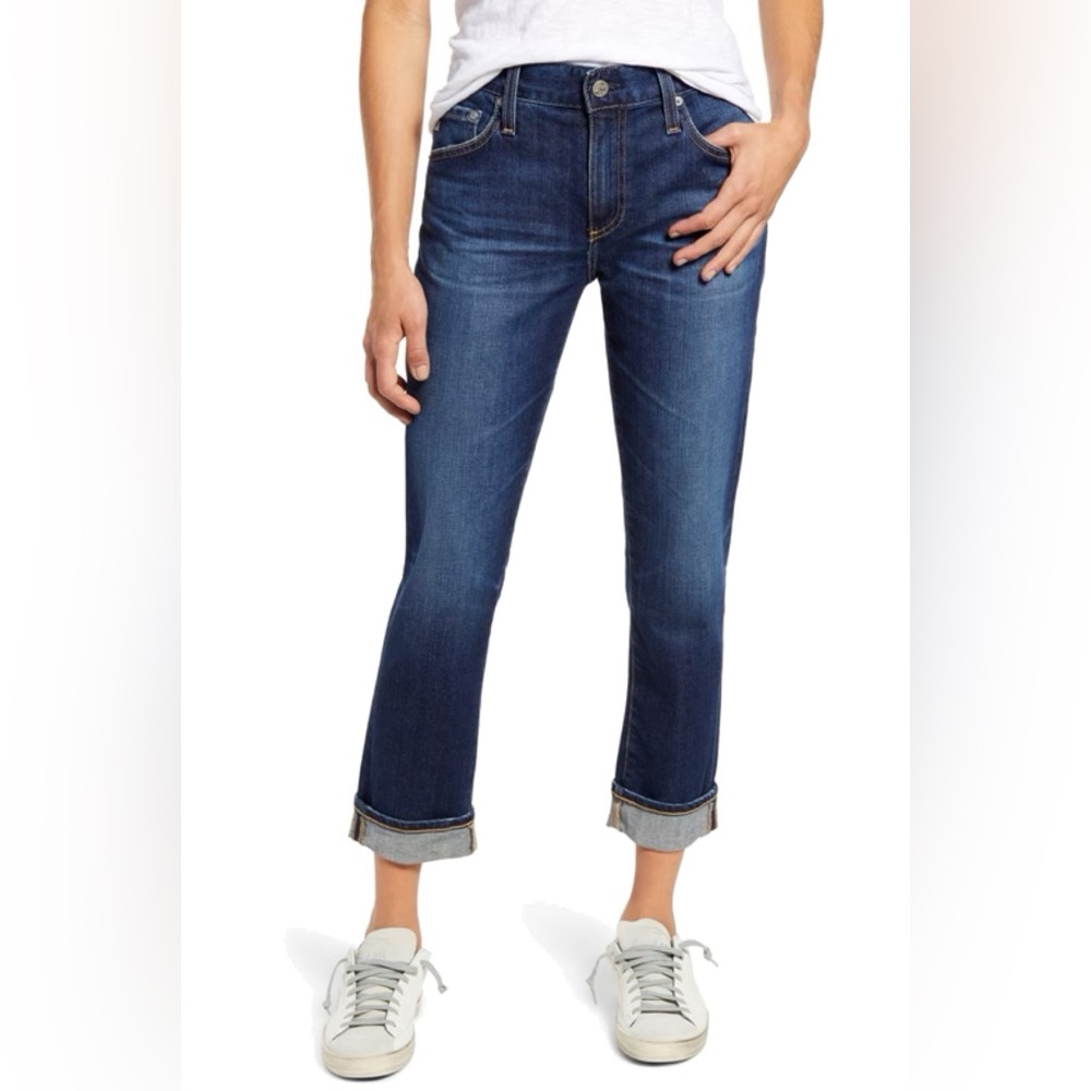 AG Adriano Goldschmied Dark Blue Cropped Jeans